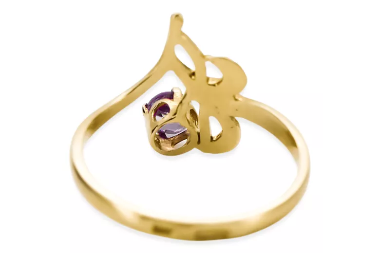 Amethyst 14K Yellow gold Ring Vintage style vrc095y